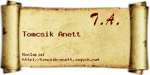 Tomcsik Anett névjegykártya